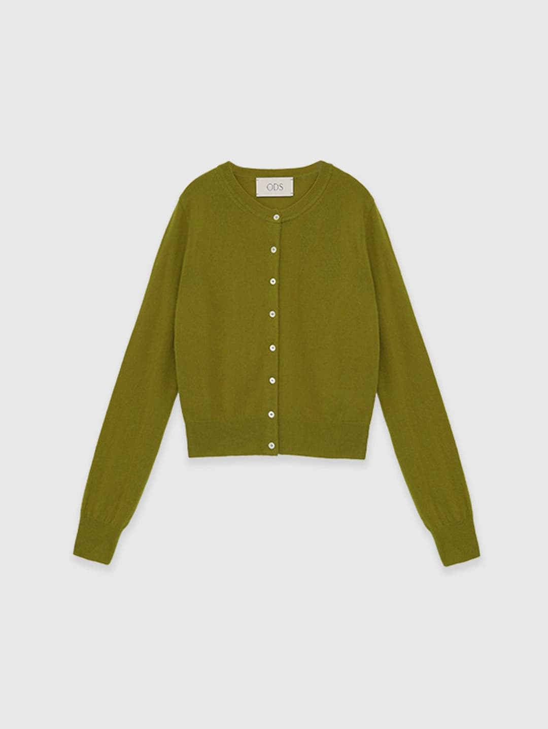 오디에스 [Cashmere] Basic Wool Cardigan (Olive)