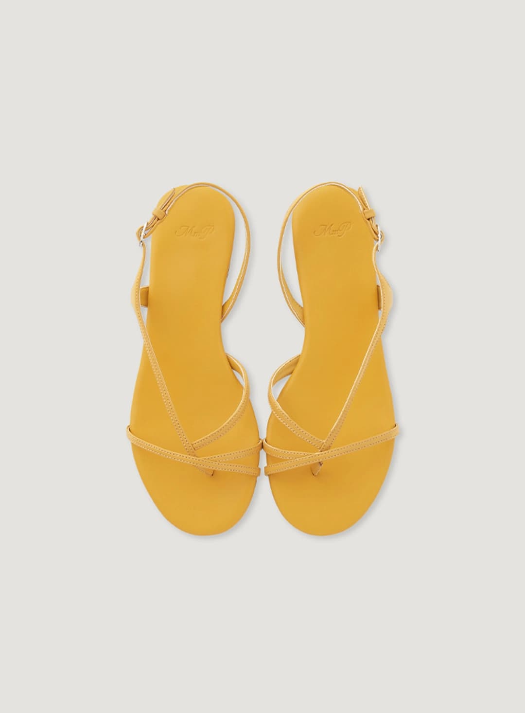 망고매니플리즈 POIN STRAP SANDLE_MUSTARD