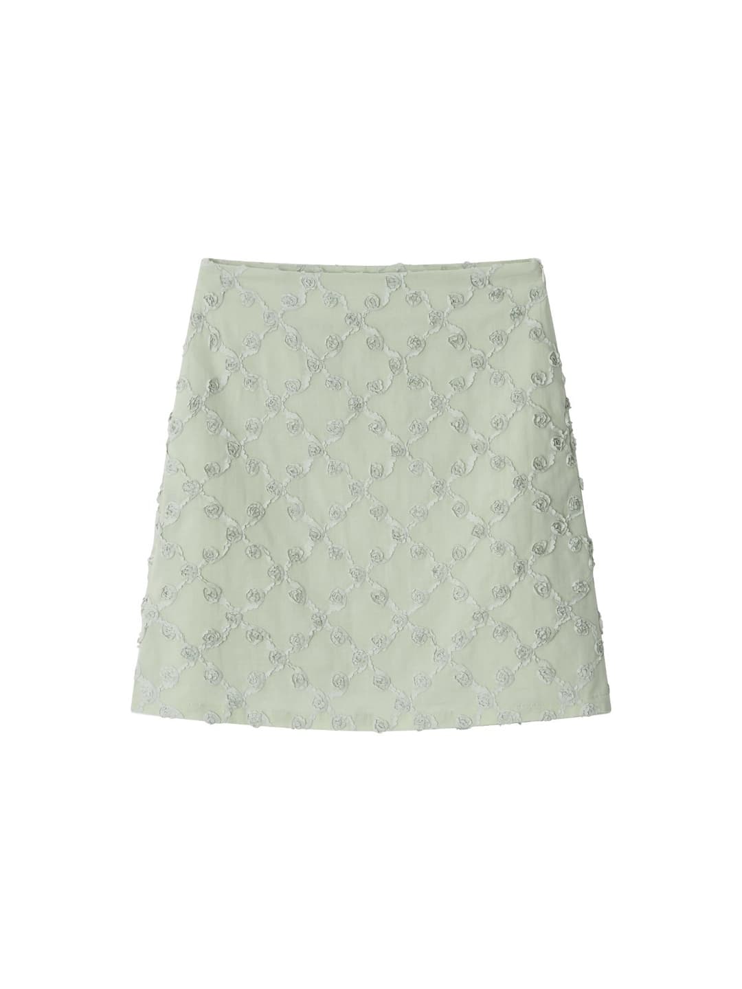 아모르샤이 Floral Midi Skirt - Mint
