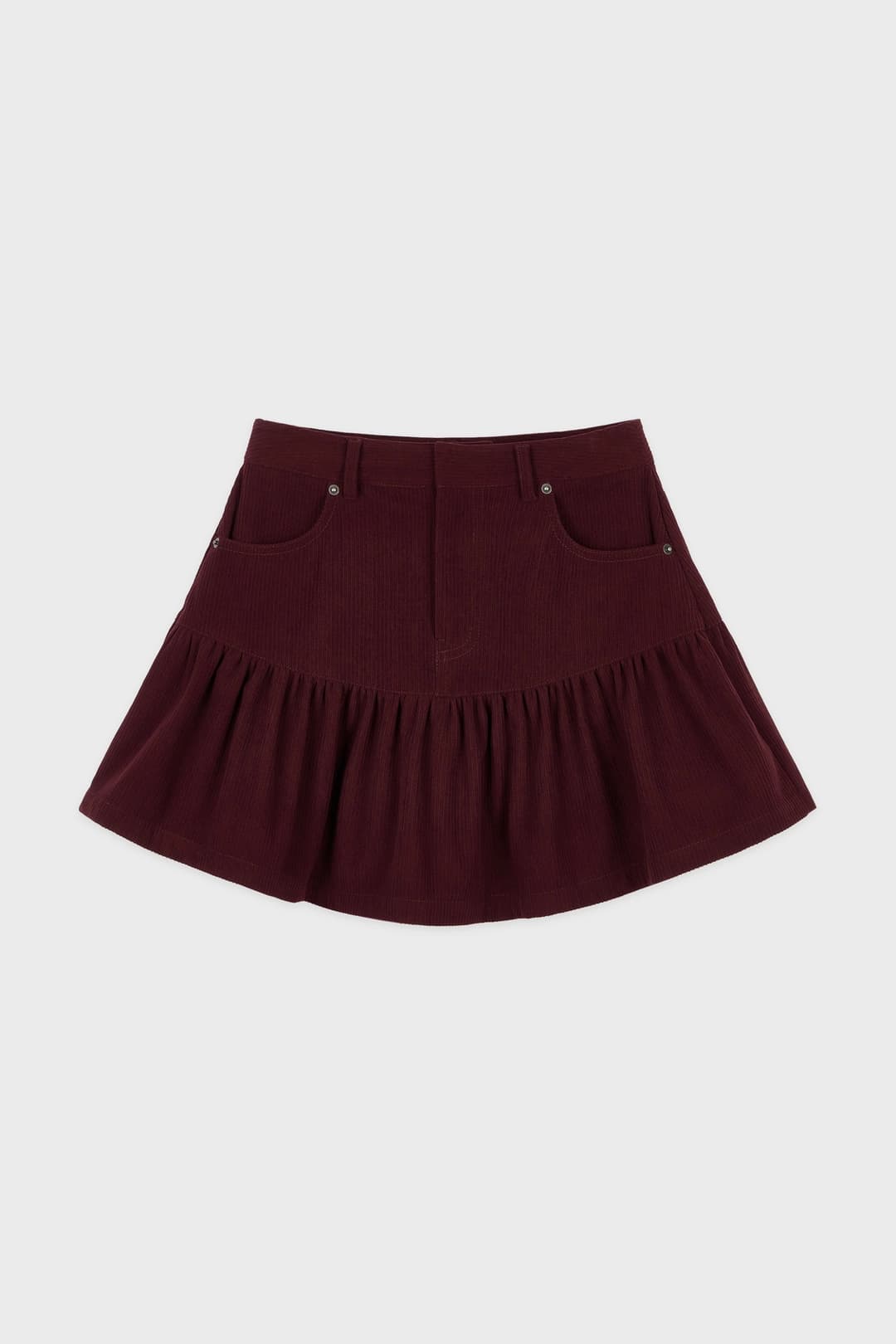 시눈 Flare Corduroy Mini Skirt (Burgundy)