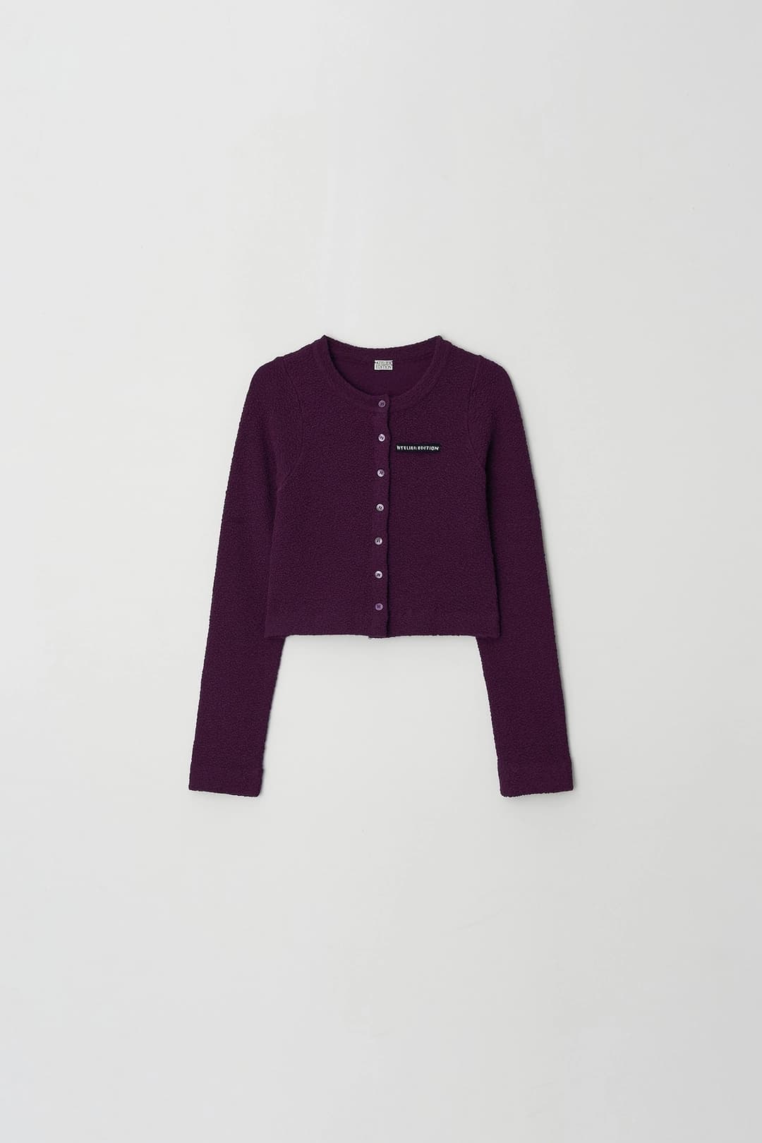 아뜰리에에디션 Jacquard Wrinkle Button Cardigan (plum)