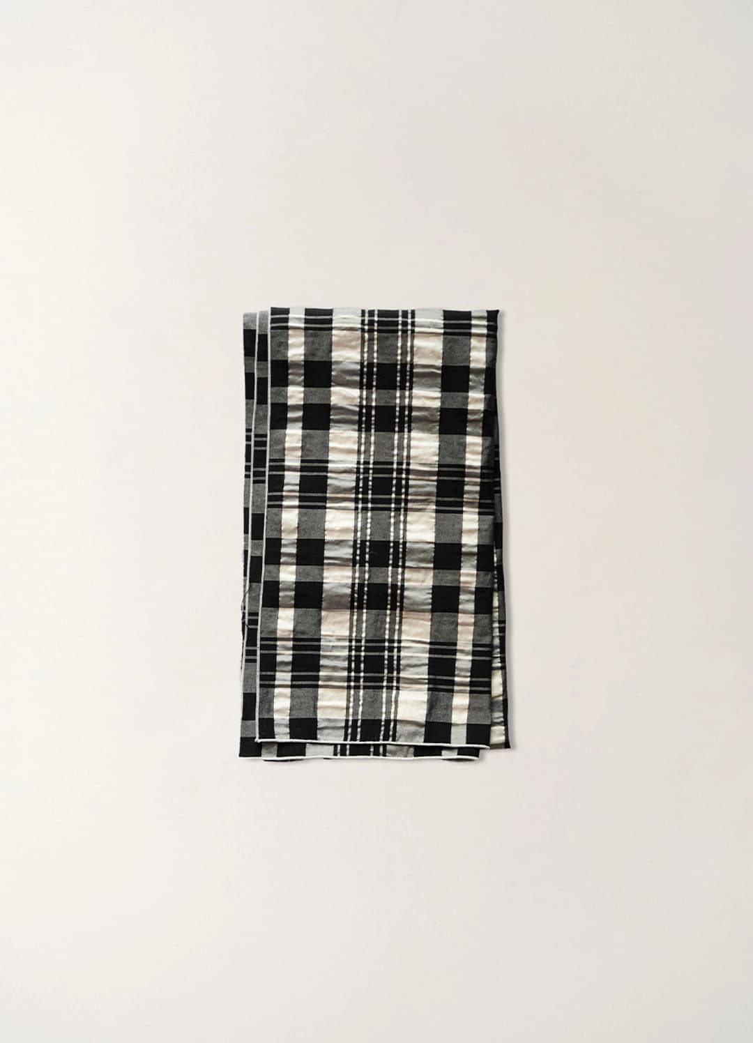 낫띵리튼 3RD / Textured check scarf (Black)