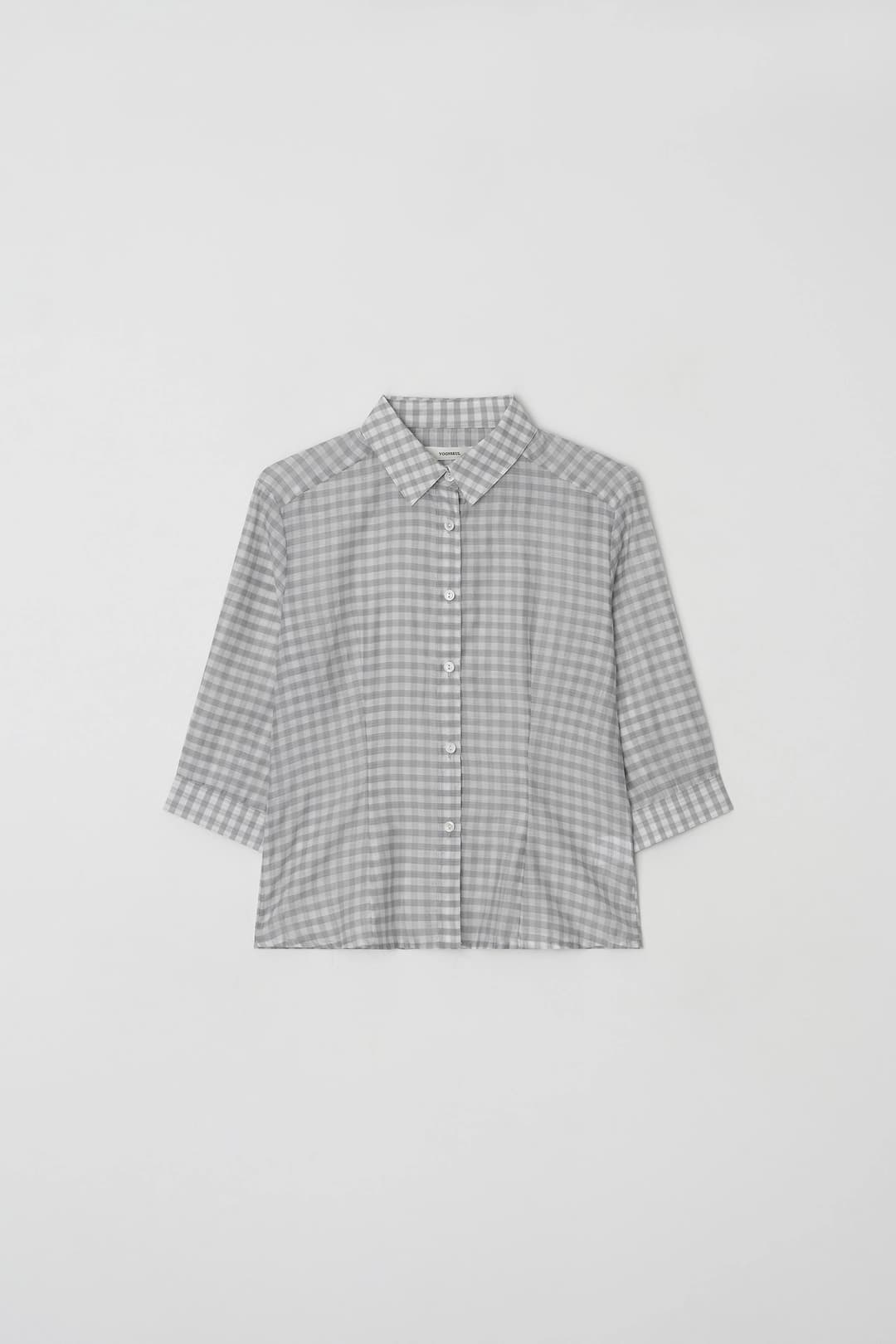 윤슬 [6th reorder] elina check slim shirt (sheer grey)