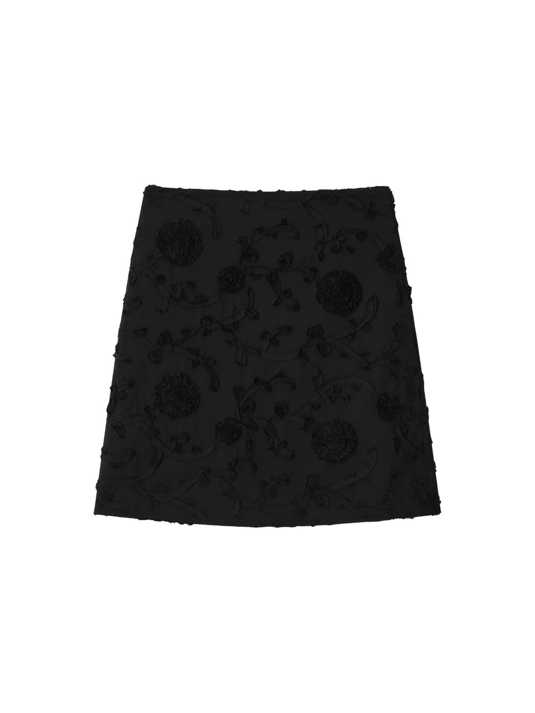 아모르샤이 Floral Midi Skirt - Black