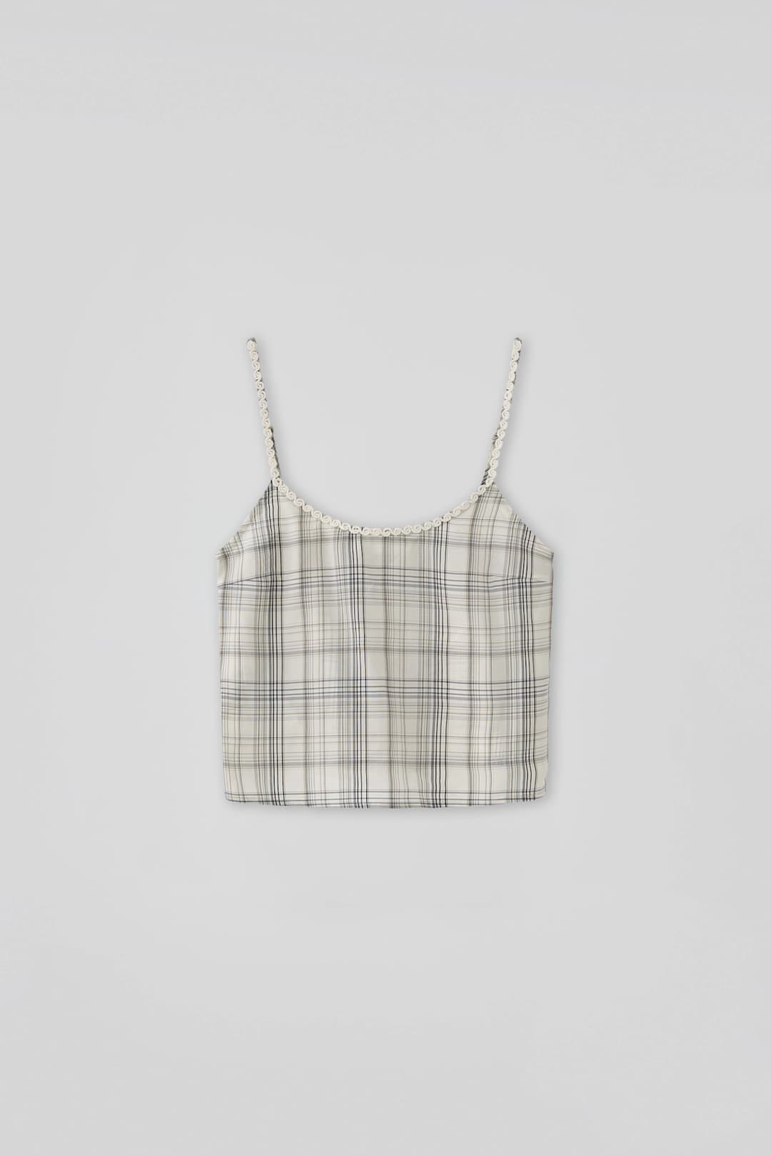 타낫 (1st re-stock) T/T Check string sleeveless top (cream)